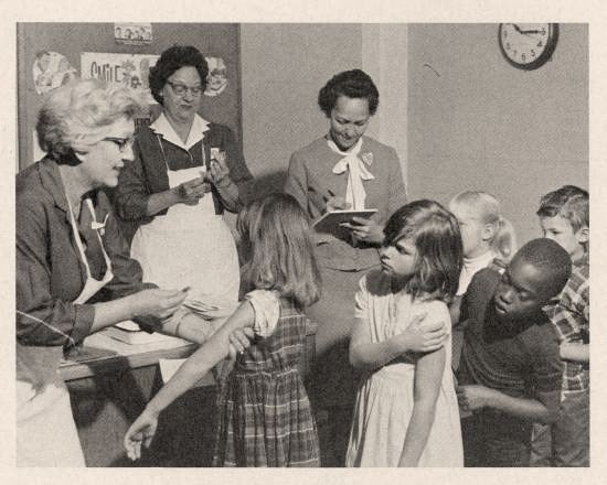 School vaccination image from 1960's