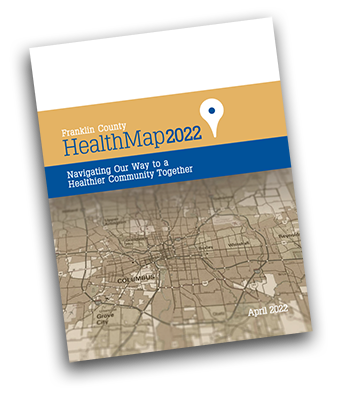 The cover of the HealthMap 2022 report at an angle with a drop shadow.